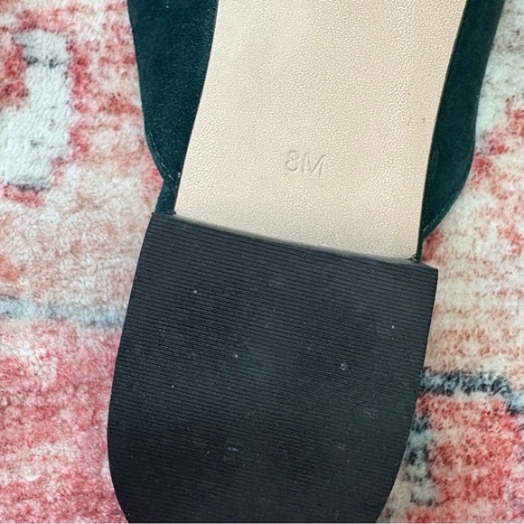 Talbots Edison Emerald Dark Green‎ Suede Flat Mule Black Grosgrain Bow Size 8 - Picture 6 of 9